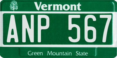 VT license plate ANP567