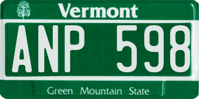 VT license plate ANP598