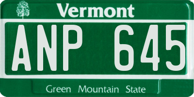 VT license plate ANP645