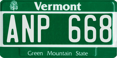VT license plate ANP668