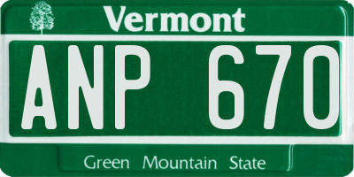 VT license plate ANP670