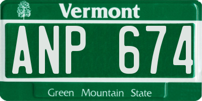 VT license plate ANP674