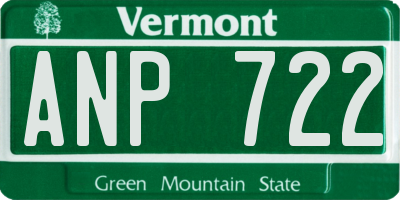 VT license plate ANP722