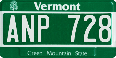 VT license plate ANP728