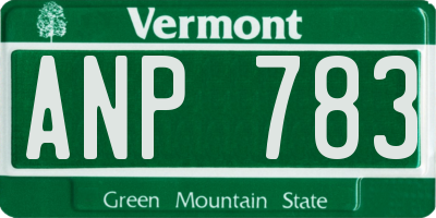 VT license plate ANP783