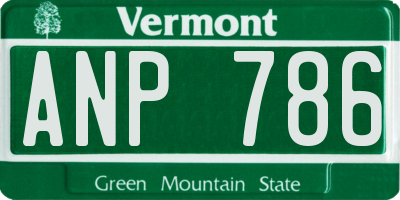 VT license plate ANP786