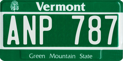 VT license plate ANP787