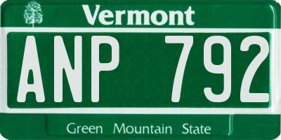 VT license plate ANP792