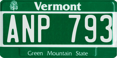 VT license plate ANP793