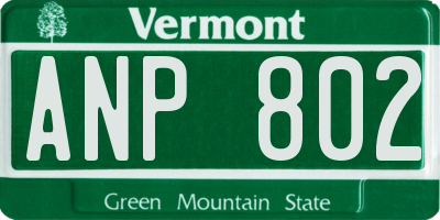 VT license plate ANP802