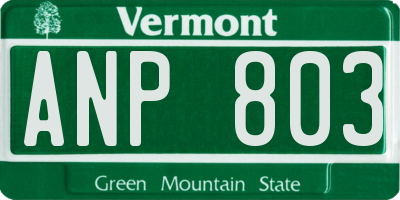VT license plate ANP803