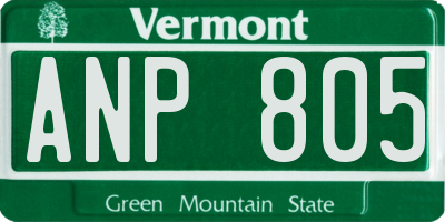 VT license plate ANP805