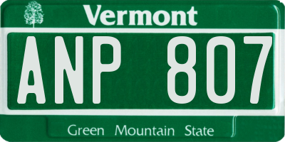 VT license plate ANP807