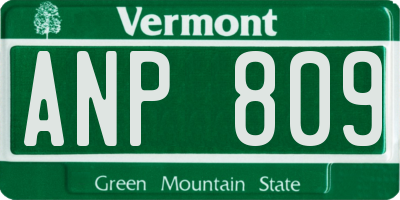 VT license plate ANP809