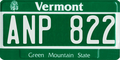 VT license plate ANP822