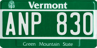 VT license plate ANP830
