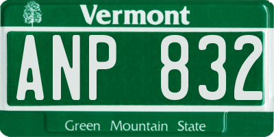 VT license plate ANP832