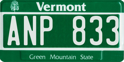 VT license plate ANP833