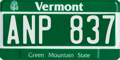 VT license plate ANP837