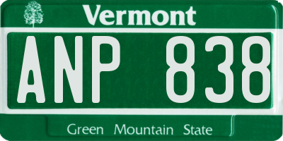VT license plate ANP838