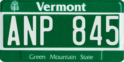 VT license plate ANP845