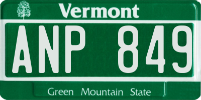 VT license plate ANP849