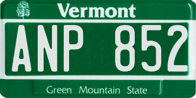 VT license plate ANP852