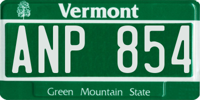 VT license plate ANP854