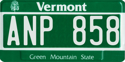 VT license plate ANP858