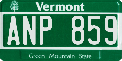 VT license plate ANP859