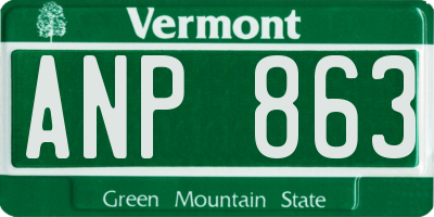 VT license plate ANP863