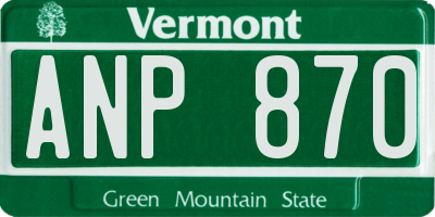 VT license plate ANP870