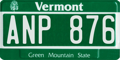 VT license plate ANP876