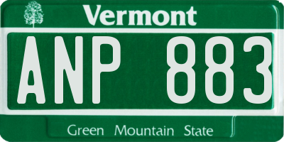 VT license plate ANP883
