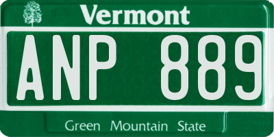 VT license plate ANP889