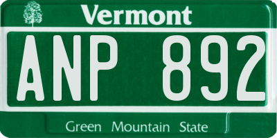 VT license plate ANP892