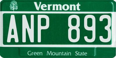VT license plate ANP893