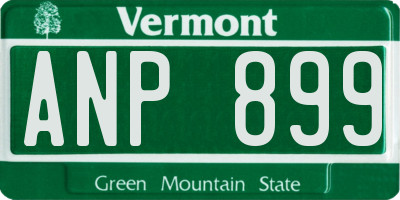 VT license plate ANP899