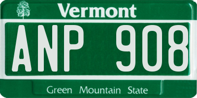 VT license plate ANP908