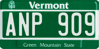 VT license plate ANP909