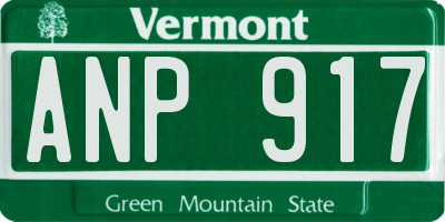 VT license plate ANP917
