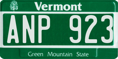 VT license plate ANP923
