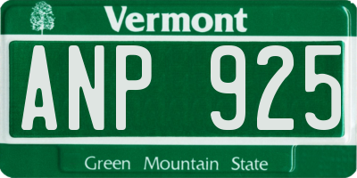 VT license plate ANP925