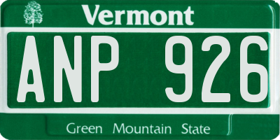 VT license plate ANP926