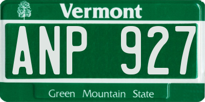 VT license plate ANP927