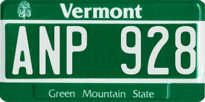 VT license plate ANP928