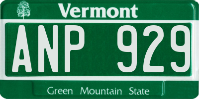 VT license plate ANP929