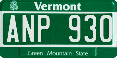 VT license plate ANP930