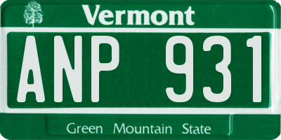 VT license plate ANP931