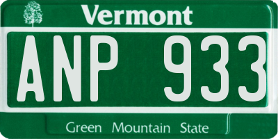VT license plate ANP933